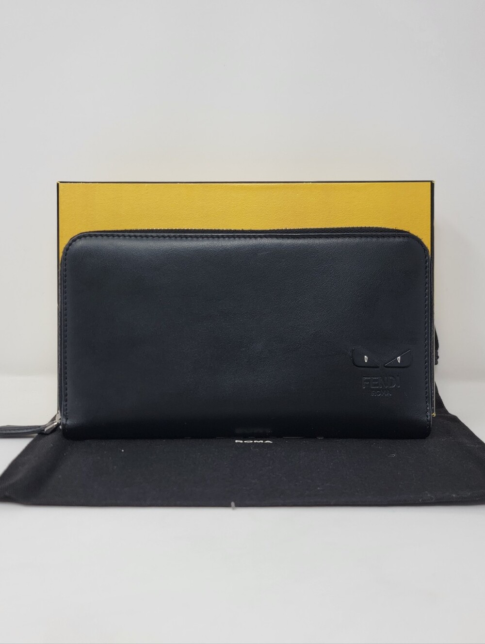 FENDI Monster Organizer Leather Long Bifold Wallet